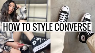 HOW TO STYLE HIGH TOP CONVERSE 5 casual outfits [upl. by Jammin]