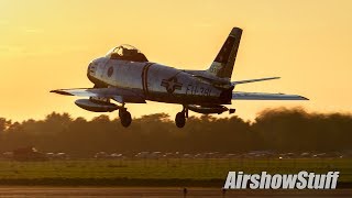 F86 Sabre and MiG17 Sunset Dogfight and Flybys  Americas Freedom Fest 2017 [upl. by Marcin]