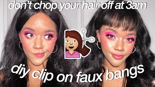 DIY CLIPON FAUX BANGS [upl. by Anaerdna679]