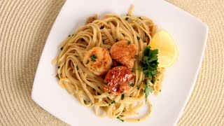 Scallop Scampi over Linguine Recipe  Laura Vitale  Laura in the Kitchen Episode 534 [upl. by Skerl]