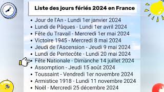 Liste des jours fériés pendant lannée 2024 en France [upl. by Yug381]