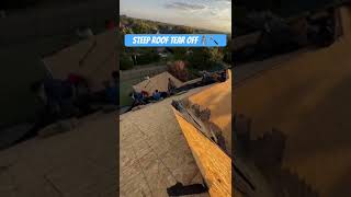 Steep roof tear off 🪜🔨 roofing roof construction roofers roofer viral work [upl. by Iaka]