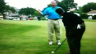 Phil Mickelsons flop shot over Dave Pelz [upl. by Adnohsar]