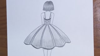 How to Draw a Girl Back Side Drawing  Simple and easy  step by step [upl. by Yggep]