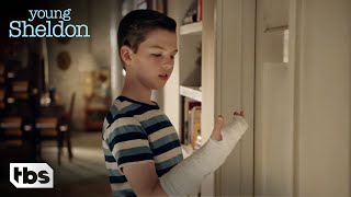 Sheldon Gets A Cast Clip  Young Sheldon  TBS [upl. by Nimad]