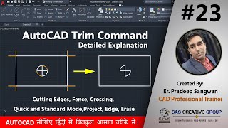 AutoCAD Trim Command  AutoCAD Tutorials 23  HindiUrdu  Autocad 202125  cad trim design [upl. by Luaped]