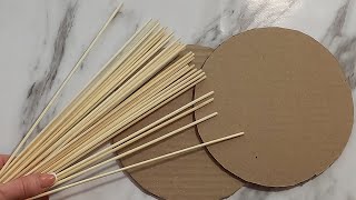 Diy A super simple idea made of cardboard and wooden skewers A beautiful basket for the kitchen [upl. by Hehre]