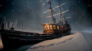 Snow Storm on a Ship on a Frozen River in the Forest Relaxing Sounds of Night Blizzard for Sleeping [upl. by Aem]