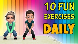 10 Fun Daily Exercise For Kids To Do At Home [upl. by Kwasi]