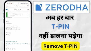 How to Remove T PIN in zerodha ll How to avoid CDSL TPIN while selling shares in Zerodha [upl. by Esinrahs371]