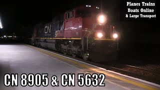 CN Z149 Intermodal Train CN 8905 amp CN 5632 Locomotives In Sarnia Ontario [upl. by Oehsen]