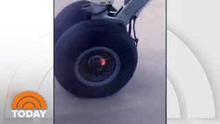 Wheel Falls Off Plane As It Takes Off Captured On Video  TODAY [upl. by Vergil]