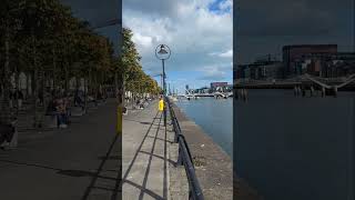 North Bank side of Liffey River Dublin quayslighthousegeorgianhouseedenteacaddygpooconnell [upl. by Newol]