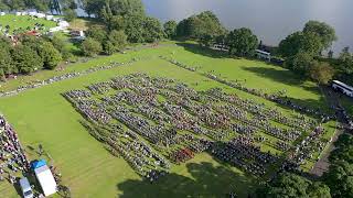 Highland Laddie as massed bands salute Chieftain at 2024 Scottish Pipe Band Championship by drone [upl. by Cornela]