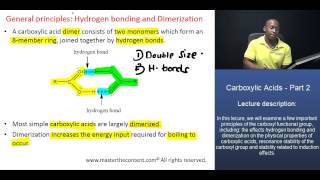 DAT Properties of carboxylic Acids  Part 2A  Dimerization in Carboxylic Acids [upl. by Babbie]