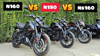 2023 Pulsar N160 vs N150 vs NS160  On Road price Features Difference Detailed comparison [upl. by Ecyak152]