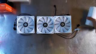 IDCOOLING XF12025RGB TRIO CASE FANS SNOW EDITION  UNBOXING amp INSTALLATION  DarkFlash Pollux [upl. by Onavlis602]