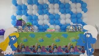 🎁 DECORACION FIESTA TEMATICA LOS PITUFOS [upl. by Aneelahs]