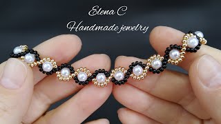 DIY Easy Beaded Bracelet Tutorial Простой Браслет из бисера и бусин своими руками Мастер Класс diy [upl. by Airdnek432]