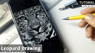 Draw with me  Leopard Drawing  Leopard Outline Drawing  Easy Outline TUTORIAL with Grid Method [upl. by Rayford]