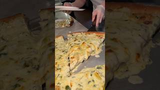 The ARTICHOKE PIZZA in the making from Artichoke Pizza in NYC 🍕💦🤤 DEVOURPOWER [upl. by Anilam]