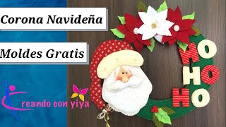 Corona Navideña En Fieltro Moldes Gratis ⛄️⛄️⛄️🎄🎄🎄 [upl. by Kaylil397]