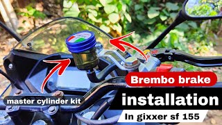 brembo hydraulic break installation in gixxer sf 155 brembo brake installationbike master cylinder [upl. by Einafets]