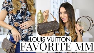 LOUIS VUITTON FAVORITE MM REVIEW  Whats in my bag strap options amp modeling shots  Shea Whitney [upl. by Norra]