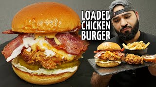 THE BEST LOADED CHICKEN BURGER  WITH FRIES [upl. by Doll]