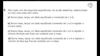 Experiências Aleatórias ou Deterministas  Matemática 9º Ano  Exercício Prático [upl. by Ruth808]