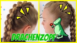 ♦ Drachen ♦ Zopf  Irokesenzopf  französischer 4 Strähnen Zopf♥Flechtfrisur für Mädchen [upl. by Oremodlab]