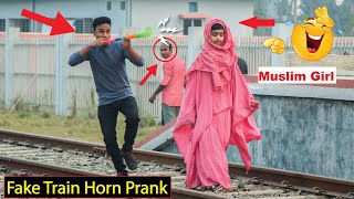 Train Horn Scare Prank On Public  Best Funny Videos 2021 [upl. by Bunch]