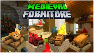 MINECRAFT MEDIEVAL FURNITURE ADDON  NOVO ADDON DE DECORAÇÕES  REVIEW COMPLETA BEDROCK 1192 [upl. by Ragde]