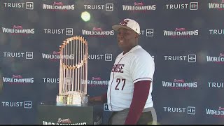 Braves World Series trophy on display at Gresham Park [upl. by Kiraa]