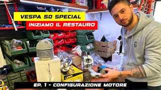 Iniziamo il restauro della mia Vespa 50 Special Nel dettaglio la Configurazione Motore M1B D60 [upl. by Toogood]