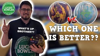 THIS BALL IS FIRE  Ebonite Fireball PurpleGold vs Brunswick Endeavor  Two Handed Ball Review [upl. by Ainwat]