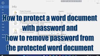 How to protect a word document with password and remove password from the protected document [upl. by Barcellona]