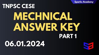 Mechanical Answer Key Part 1 TNPSC CESE 06012024 Sparks Academy [upl. by Maryann917]