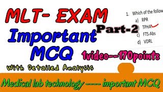 MLT mcq questions  Medical laboratory technician MCQ answers  Job amp Entrance exam  PART2 [upl. by Georgina283]