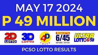 Lotto Result Today 9pm May 17 2024  Complete Details [upl. by Ihcur]