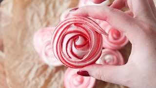 How To Make Rose Meringue Cookies  By One Kitchen Episode 470 [upl. by Yllrebmik829]