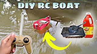 DIY REMOTE CONTROL BOAT  Using RC Car amp Ketchup Bottle [upl. by Hsatan]