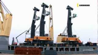 Liebherr LHM Mobile Harbour Crane  Transportation [upl. by Beebe]