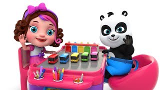 Learn Colors with Ten Little Buses  Pinky amp Panda Toys TV  Toy Cars for KIDS [upl. by Hinson]