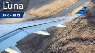 JetBlue Airways Airbus A220300 Flight From New York JFK to Kansas City [upl. by Macleod]