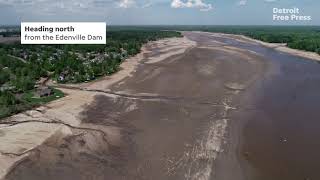 Wixom Lake drained after Edenville Dam fails Birds eye view [upl. by Nosidda300]