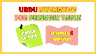 Learn in 5 minutes the Urdu mnemonics for periodic table Group 1AVIIIAperiodictable [upl. by Sillek]