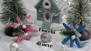 🎄Decorazioni natalizie fai da te i fiocchi di neve con le mini mollette di legno🎄 [upl. by Leiru]