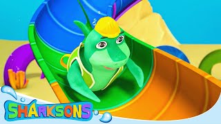 Water Slide Madness  The Sharksons  Songs for Kids  Nursery Rhymes amp Kids Songs [upl. by Jaela]