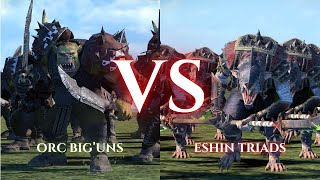 WARHAMMER III Total War  Orc BigUns VS Eshin Triads [upl. by Ilyk]